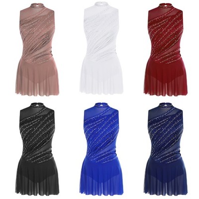 Women Dancewear Performance Bodysuit Combination Dress Artistic Stylish Party