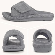 Comwarm Women's Fur House Slippers Orthopedic Arch Support Adjustable Open Toe