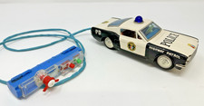 Vintage Bandai Japan Tin Litho Highway Patrol Police Car RC Wired Remote WORKING