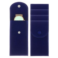 4 Pcs Velvet Watch Pouch, Portable Watch Travel Bag, Blue