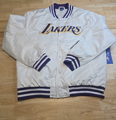 Los Angeles Lakers Jacket White Purple and Gold Size Large