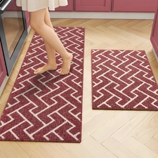 Kitchen Rugs Sets of 2-Colorful Non Slip Kitchen Mats for Floor-Thick,Moroccan S