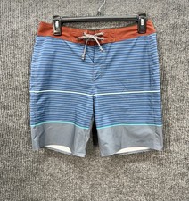 Patagonia Hydropeak Boardshorts Men's 28 Blue Olivas Stripe Swim Trunks Unlined