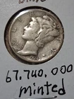 1939 Mercury Silver Dime In F/VF Condition In My Opinion. #665