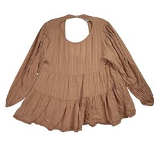 American Eagle Babydoll Top Women S Terracotta Boho Tiered Open Back Long Sleeve