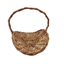Vintage French Country Woven Wicker Flower Herb Gathering Basket 10 X 8 X 8