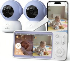 Boifun Babyphone mit 2 Kameras & 2K/3MP App-Steuerung 5" Video Babyfone WLAN