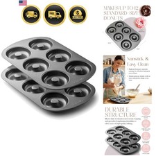 Nonstick Donut Pan for Baking, 6-Cavity Stainless Steel - 2 pack