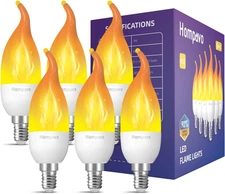 Hompavo 【Upgraded】 LED Flame Light Bulbs, 3 Modes Flickering Light Bulbs, E12