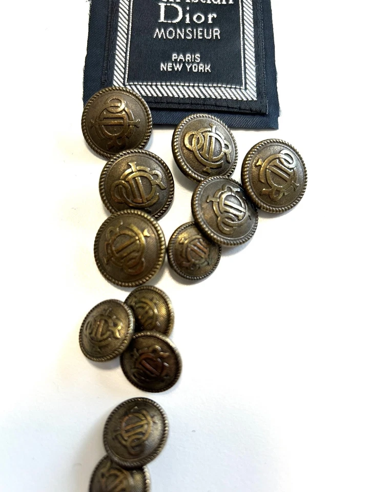 Christian Dior Monsieur Vintage Latón Monograma Blazer Repuesto Botones Set 12 Foto 2 de 4