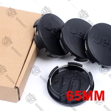 Set of 4 Matte Black 65mm Wheel Center Caps For GrandCherokee Wrangler Compass