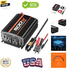 500W Power Inverter/Car Inverter DC 12V to AC 110V Dual AC Charging Port and ...