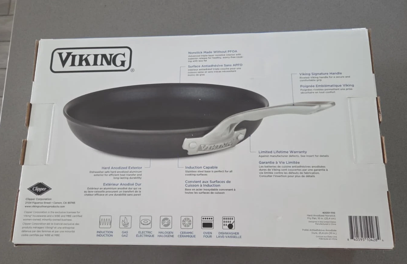 Viking Nonstick Frying Pan, 10 Inch Hard Anodized Kitchen Cookware, Black NEW