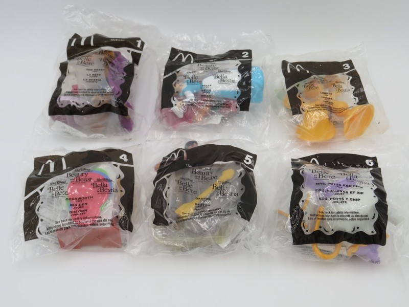 (6) NEW, SEALED COMPLETE SET 2002 McDonalds Beauty and the Beast Happy Meal Toys