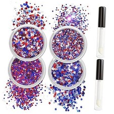 Chunky Body Glitter 4 Colors Cosmetic Patriotic Face Glitter B-American Coast