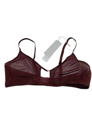Negative Underwear Sieve Cutout Bra Sheer Mesh Garnet Sparkle Size 5 NWT