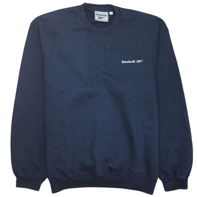 Reebok Herren Blau Pullover Sweatshirt Small Rundhals Logo Fleece