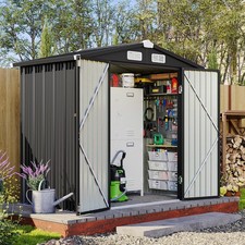 6x4 FT Black Outdoor Storage Shed Metal Garden Tool Shed Double Doors Vent Patio