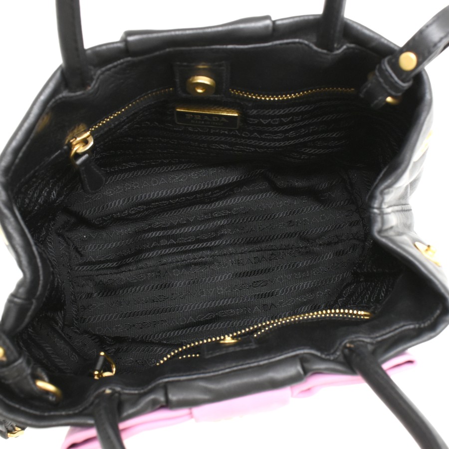 PRADA NAPPA FIOCCO Hand Bag BN1604 Shoulder Bag Black Lambskin Purse T10K thumbnail 8