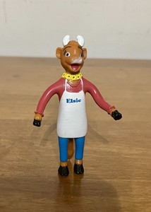 Vintage 1970s BORDEN DAIRY ELSIE THE COW 3.5" Rubber Bendable Promo. MINT