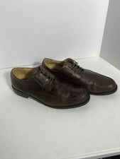 Chaps Mens 12 Brown Leather Derby Apron Toe Dress Shoes Lace Up Office