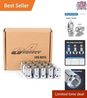 12x1.5 Steel Lug Nuts 20 Pack Cone Seat Acorn Chrome Finish Vehicle