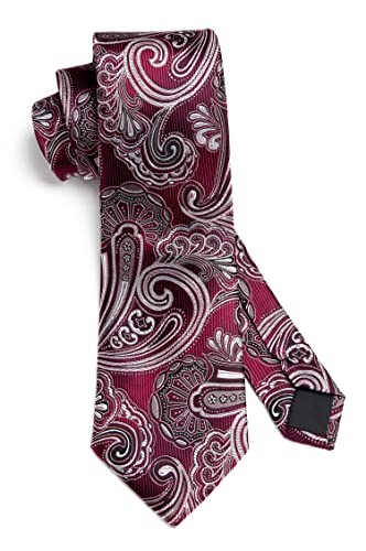 HISDERN Corbatas extra largas para hombre, XL,63 inches length C14-borgoña - Picture 3 of 6