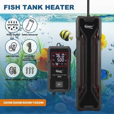 hygger 10/25/50/100/300/500/800/1000W Aquarium Heater Fish Tank Submersible