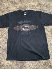 Vintage Harley-Davidson Shirt Mens Large Eagle Graphic Freedom Denver USA 1990s