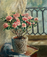 Painting Still Life, Flowers, Roses - Antique Original signed