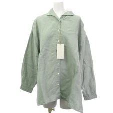 Nest Robe Tagged Linen Sun Omi Open Collar Shirt Blouse Green F Free Size Used f