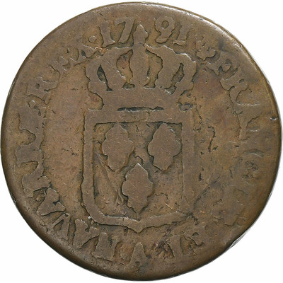 1260864] France, Louis XVI, Sol, 1791, Paris, Copper, VF(20-25