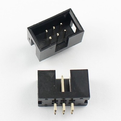 5Pcs 2.54mm Pitch 2x3 Pin 6 Pin Straight Male Shrouded Box Header IDC Connector