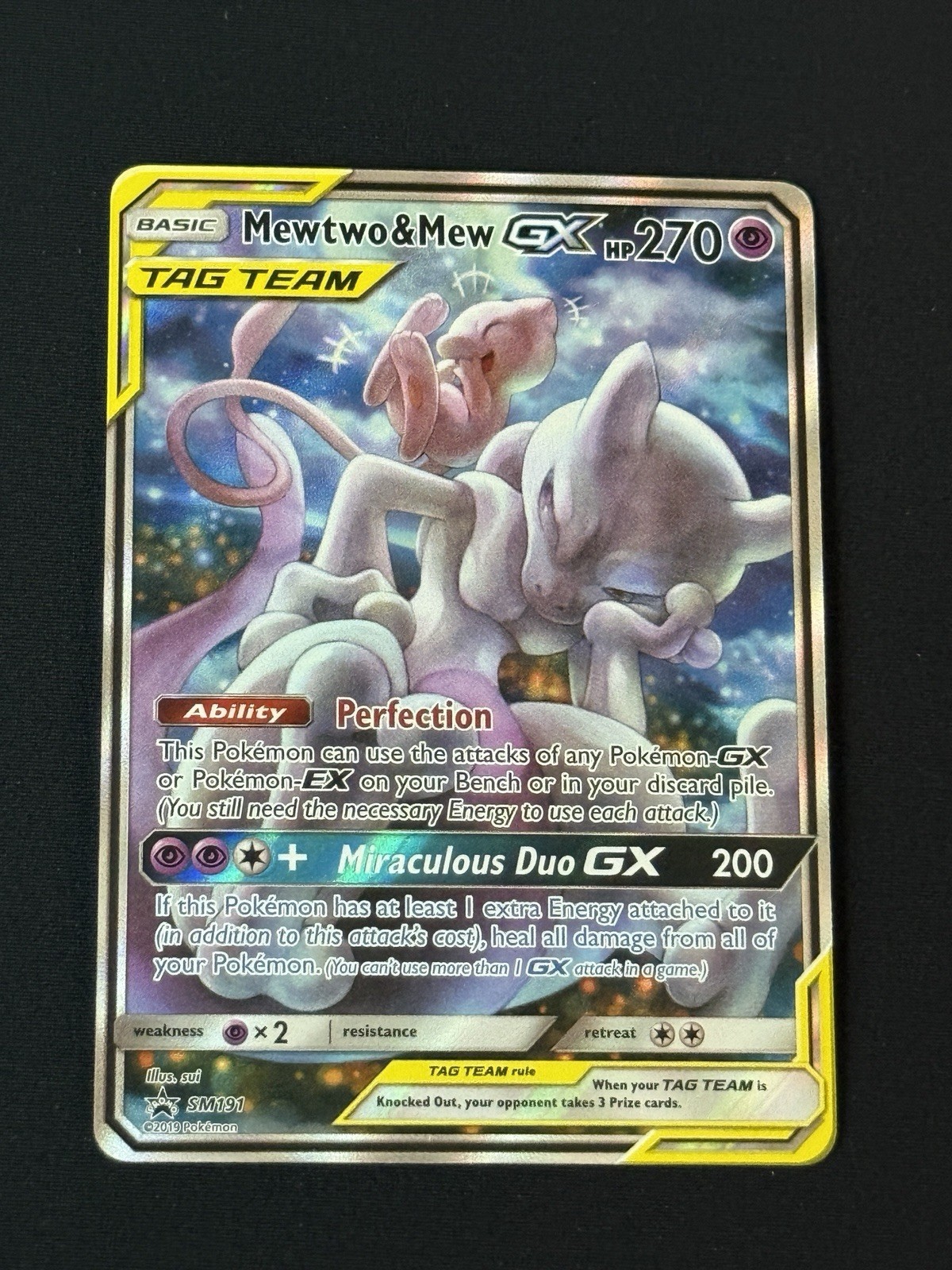 2019 Pokemon SM Black Star Promos Mewtwo & Mew GX Tag Team #SM191 LP