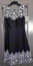 Talbots Black & White Scalloped Sleeveless Lined Sundress - Women's Size 4