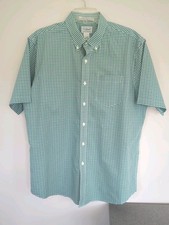L.L. Bean Blue Green Check Plaid Short Sleeve Button Up Shirt Men  s Large
