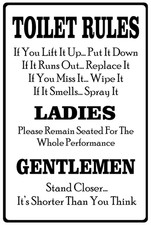 Aluminum Metal Sign Toilet Rules Funny 8x12 Inch Outdoor Weatherproof