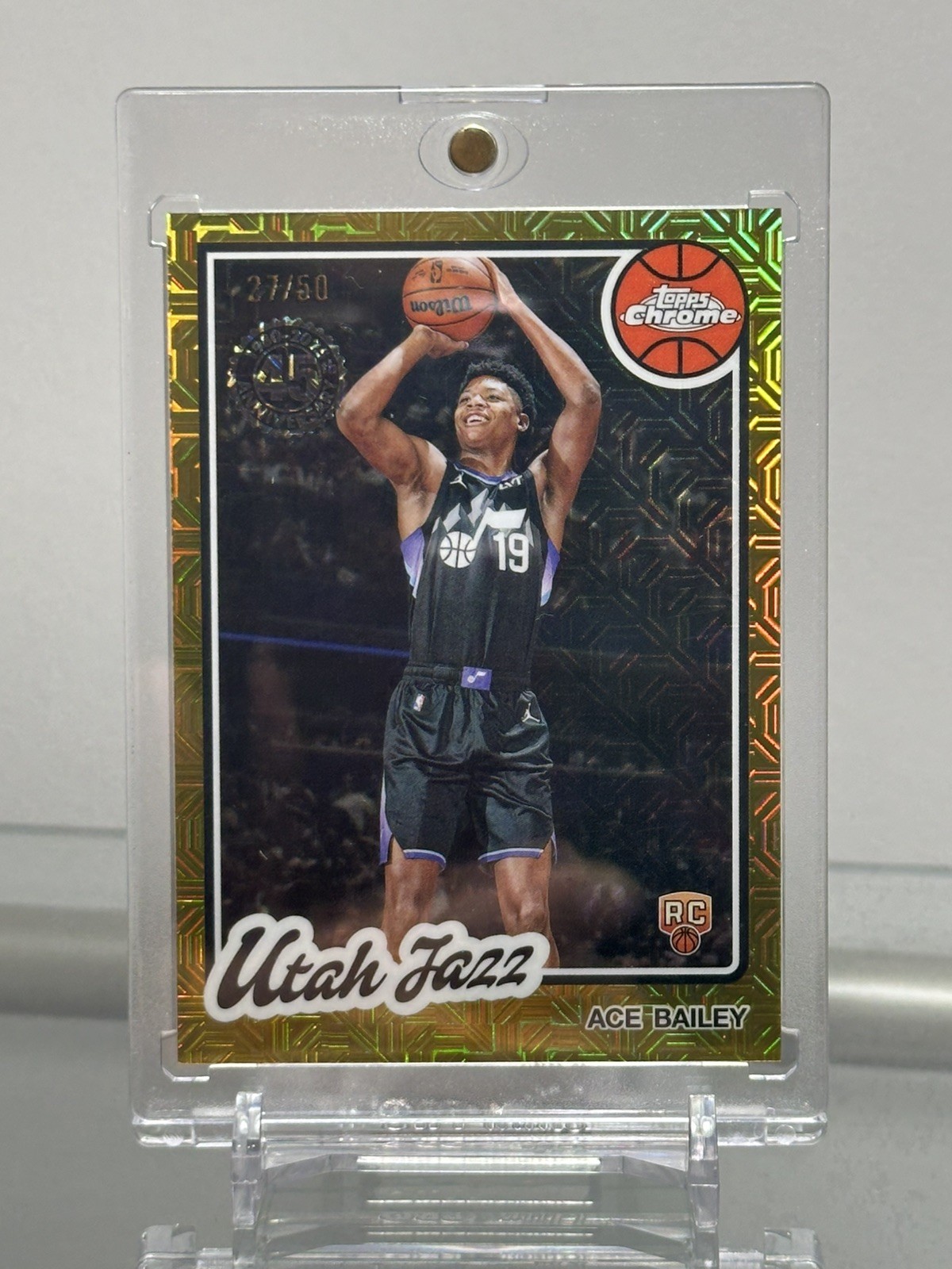 2025-26 Topps Chrome ACE BAILEY Gold Mojo Refractor RC Rookie #27/50 UTAH JAZZ