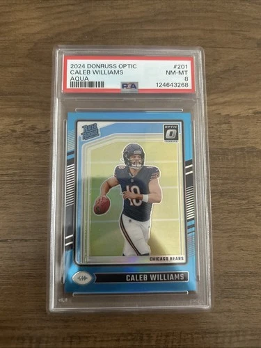 2024 Panini Donruss Optic Caleb Williams - Rated Rookie RC Aqua 015/299 RC PSA 8