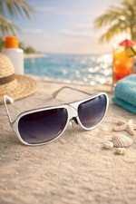 White Oversized Aviator Sunglasses Women Dark Smoke Lens 22