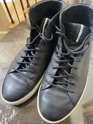 Ecco Danish Design Black Leather Fashion Hi Top Casual Sneakers SZ 10US  44Euro