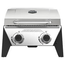 Stainless Steel 2-Burner Tabletop Propane Gas Grill, 13,000 BTUs, 273 sq. in.