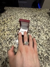 Men's Silver and Gold Band Ring with Round Stone Metal Fashion Jewelry