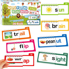 Word Family Build Book, 30 Read and Rhyme Flip Activity Book, ABC Vocabulary Fla