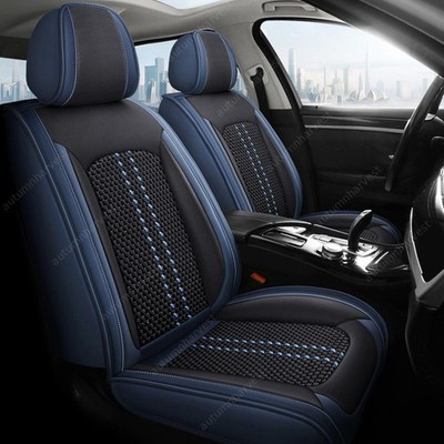 For 2007-2023 Chevy Silverado PU Leather Car 5-Seat Covers Full Set Black & Blue