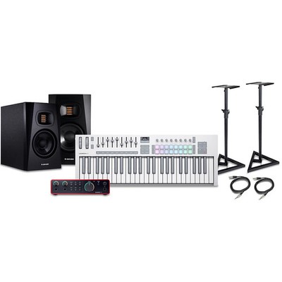 Novation Launchkey MK4 Controller wFocusrite InterfaceADAM Monitors 49 Key Pak