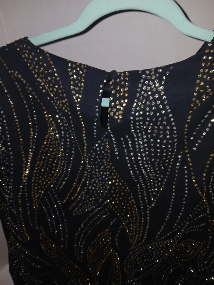 Vestido midi vintage After 7 de Pellini negro y dorado con tachuelas - talla 13/14 Foto 4 de 4