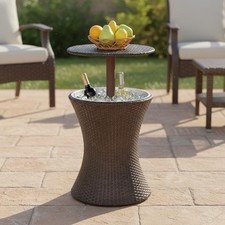 Outdoor Ice Bin Table Easy Cleanup Rattan Ice Table Versatile Use for Wedding