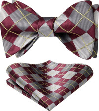 Bow Ties for Men Check Plaid Self Tie Bow Tie and Pocket Square Bowtie Formal Tu
