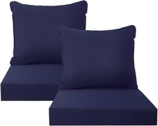 Outdoor Seat Cushion Set 24" x 24" x 3.5" Set of 2 Water-Resistant Fadeness